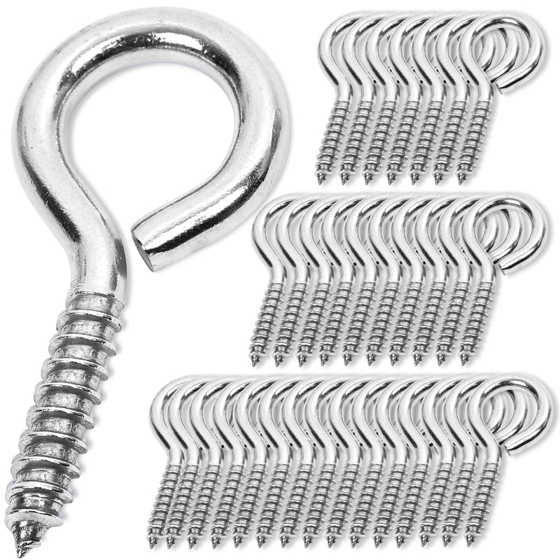 40PCS 2.5 inches Screw Eyes M6 304 Stainless Steel Eye Screws, Heavy Duty Screw, Eye Hooks Screw Eye Bolts Eye Hooks Screw, Indoor & Outdoor Uses (40, M6-2.5inch) 40