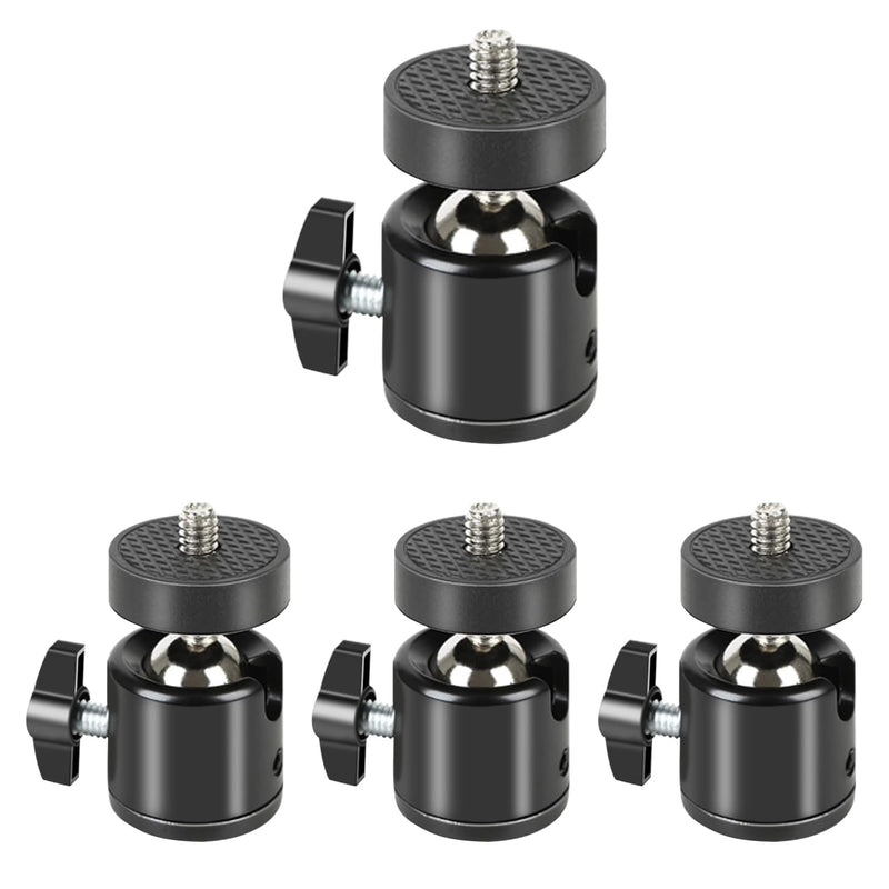 Daniob 4-Pack Mini Ball Head, Tripod Head with 1/4" hot Shoe, 360° Rotatable Ball Head Camera Mount Adapter, with Tripods, Light Bracket, SLR Cameras