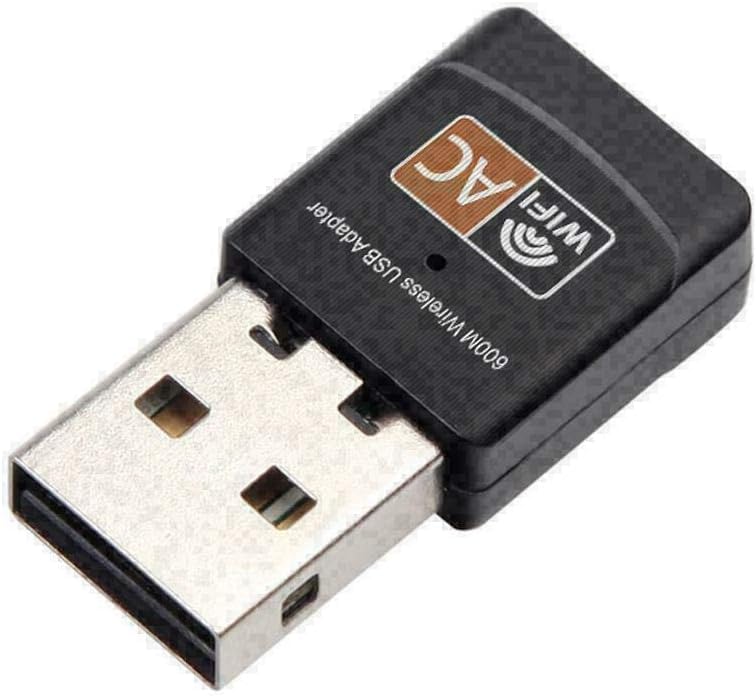 WiFi Adapter for Desktop pc, AC600 Mbps Dual Band 2.4/5Ghz USB Wi-Fi dongle, 802.11 Black USB Wi-Fi Adapter for PC, Laptop, MacBook, and Windows 10, Support.