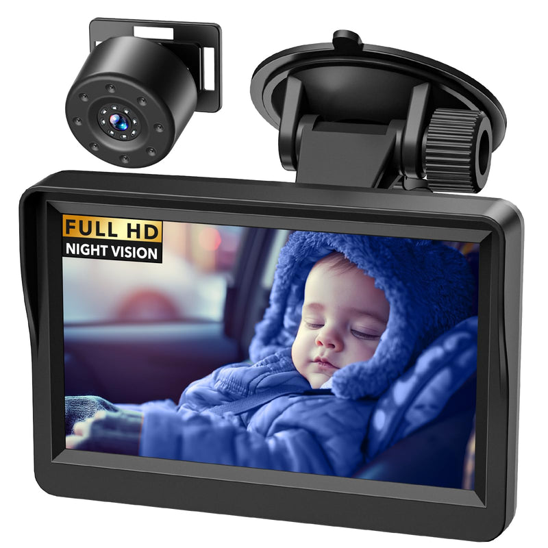 Baby Car Camera,4.3" HD Infrared Night Vision Baby Car Mirror with 178° Wide View, Safety Rear Facing Car Set Camera for Infants Kids Toddlers 4.3"-Black