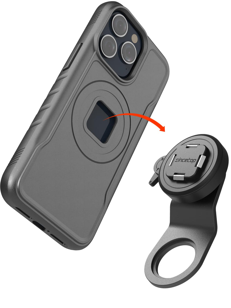 sincetop Series Q [ Quad ] Bike Stem Phone Mount + Magnetic Case Compatible with iPhone 15 Pro Max