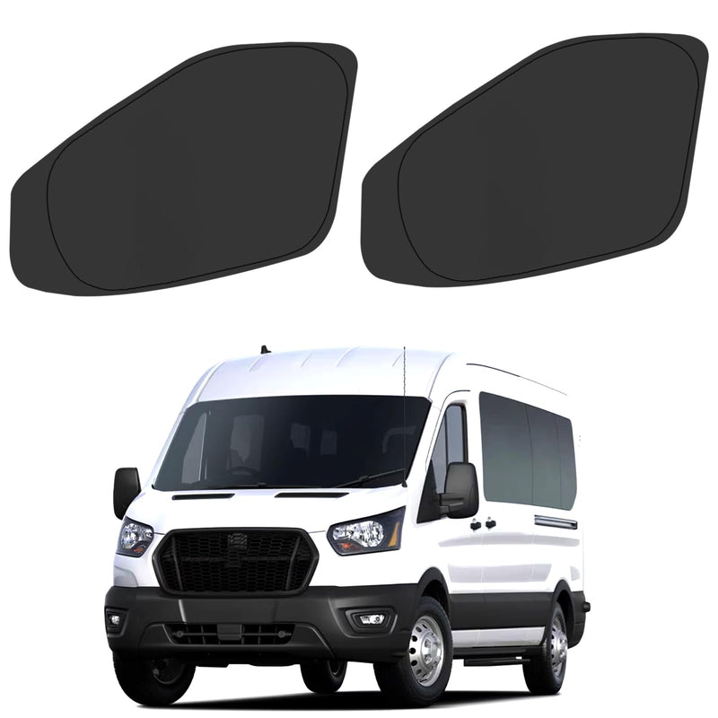 Front Side Window Sun Shade for 2015-2024 Fo-rd Transit Van High and Medium Roof Accessories, Foldable Window Sunshade Sun Visor Protector, Side Shades Sun Shield Blocks UV Ray Heat, Pack of 2 Silver & Black-Fit 2015-2024 Ford Transit