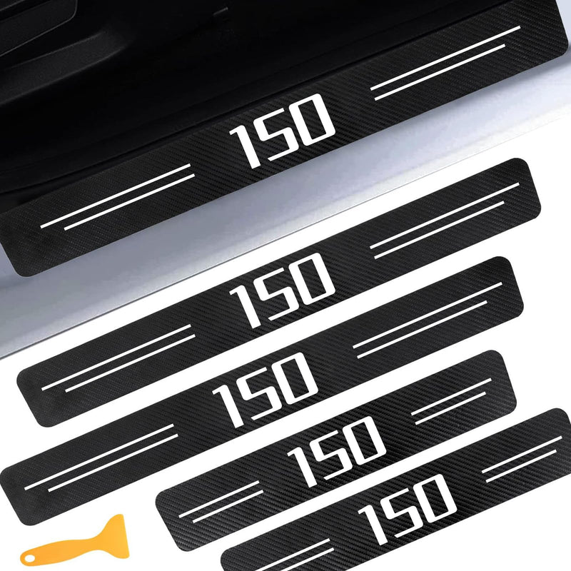 Door Sill Protectors for Ford F150, Carbon Fiber Leather Front/Rear Door Sill Sticker for Ford F150 Accessores 2015 2016 2017 2018 2019 2020 2021 2022 2023 2024 2025(White) White
