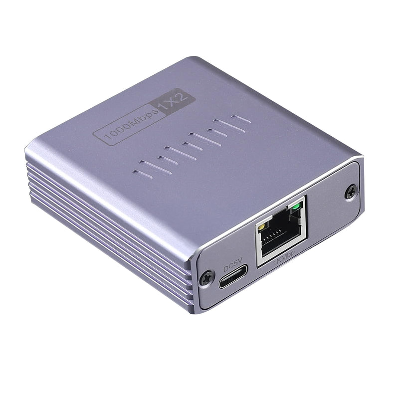 Ethernet Splitter 1 to 2 1000Mbps Internet Cable Splitter 1 in 2 Out High Speed Either Network Splitter Gigabit Dual LAN RJ45 Port Router Switch Work with Cat6/7/8 Cable Ethernet Spliiter 1to2((ES-1X2)