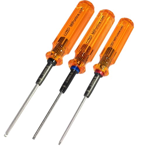 MIP RC Ball End Hex Screwdriver Set 9606 – 3-Piece Tool Kit (2.0mm, 2.5mm, 3.0mm) for RC Cars, Helicopters, Drones, Boats – Precision Hexagon Allen Wrenches for RC Repair – Made in USA Metric Ball End 2.0mm 2.5mm 3.0mm