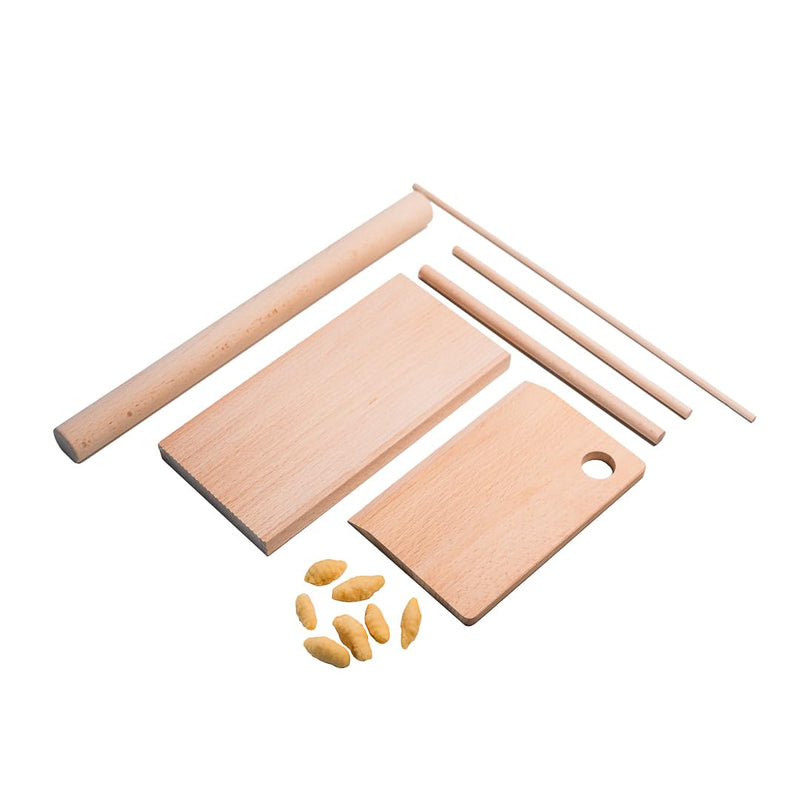 Wooden Pasta Board Set – 6-Piece Pasta Making Tools – Includes Pasta Board, Bench Scraper & 4 Rolling Pins – Make Rigatoni, Gnocchi, Garganelli, Trofie & More – Homemade Pasta Kit by Roppa