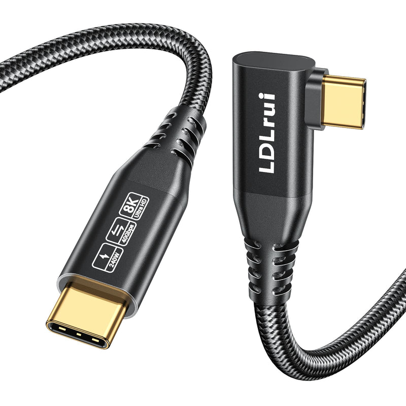 USB C Monitor Cable 8K/4K UHD Display[4FT], 40Gbps USB 4 High Speed Data Transfer Cable, Right Angle USB C for Thunderbolt 4 Cord, 240W Fast Charging for iPhone 16, MacBook Pro, KVM Switch, Samsung 4FT Black 1