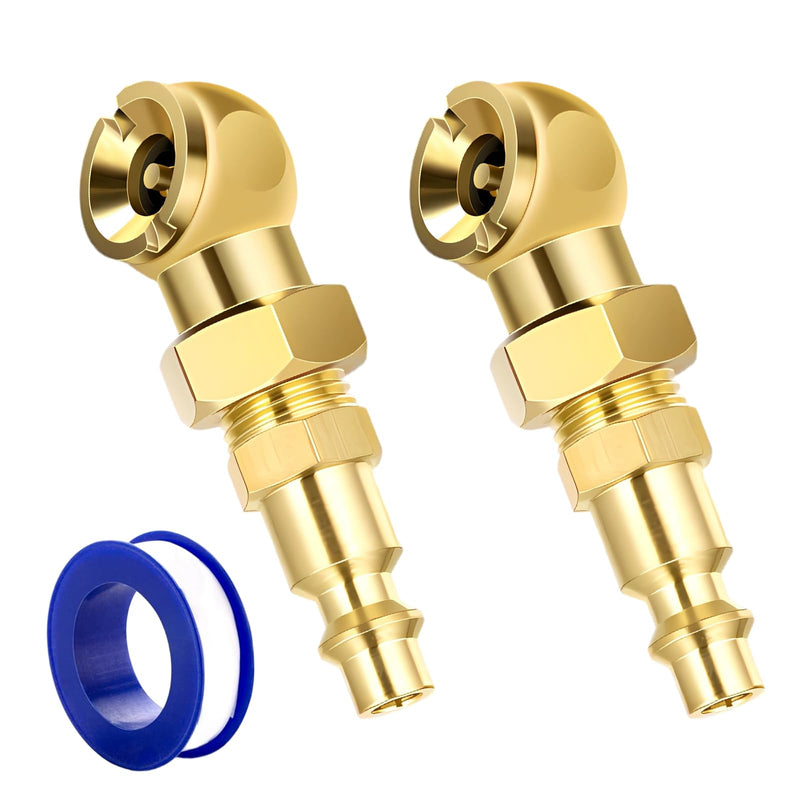 Ball Foot Air Chuck Set, 1/4" FNPT Closed Flow Portable Tire Chuck with Quick Plug Teflon Tape, Brass Closed Ball Tire Gauge Air Chuck Nozzle Kit for Air Compressor Attachment