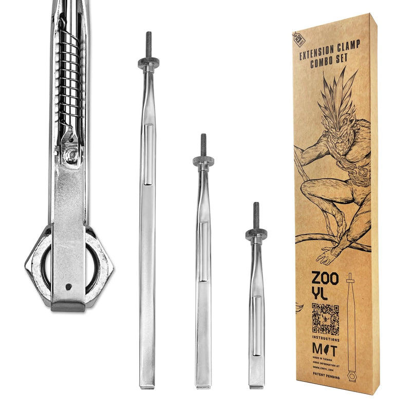 Spring-Loaded Extension Clamps Tri-Pack – Exclusive Spring-Loaded Mechanism, Knob-Locking Design, Saves Time in Tight Spaces, Holds Nuts, Bolts & Hoses, 3 Sizes (14.5", 10.5", 7.5") for Easy Use