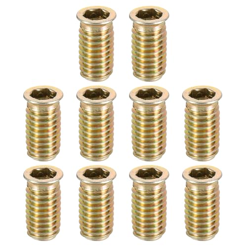 uxcell Wood Furniture M10x30mm Threaded Insert Nuts Interface Hex Socket Drive 25pcs 25