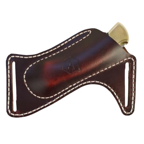 Leather Knife Sheath for Belt (Premium Leather) - Knife Holder for Belt with Side Draw Pocket for Folding Knife and EDC Gear (Extra Dark Brown) by ATQANA®