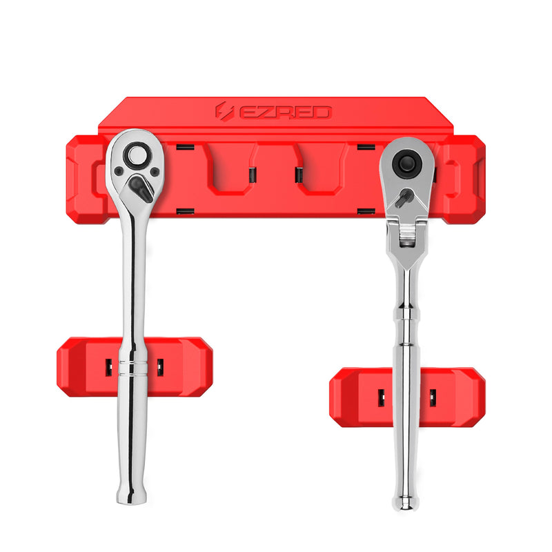 EZRED EZRH4 Magnetic 3/8" Ratchet Holder, Red, Holds 4 Ratchets
