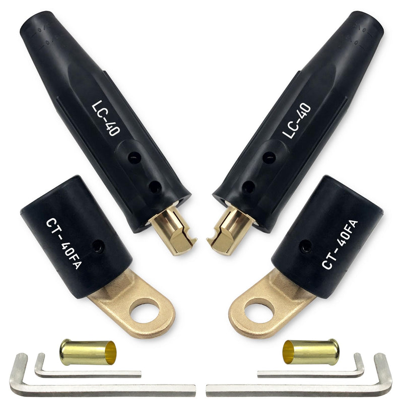 2PCS CT-40FA Welding Terminals & 2PCS LC-40 Welding Cable Connectors, Welder Leads Quick Connector and Terminal for Welding Machine Accessories, 1/0 and 2/0(50-70mm²) Cable Size Capacity
