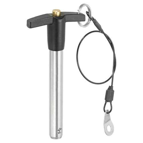 PATIKIL T Handle Lock Pins 1/2 x 2.76 (12 x 70mm), Quick Release Pin 304 Stainless Steel Safety Locating Pins with Push Button 25 cm Lanyard Cable 1/2x2.76"