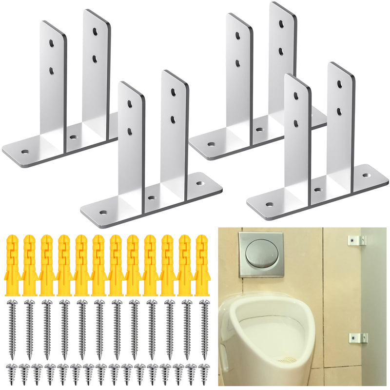 Blulu 4 Pack Urinal Screen Polished Chrome 2-Ear Urinal Screen Brackets for 1 in. Panels with Fasteners Restroom Partition Hardware for New installations or Repairs (1 Inch,Polished Chrome) 1 Inch