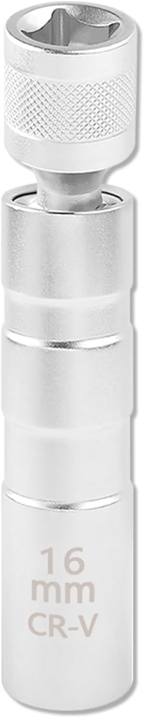 16mm 5/8" Spark Plug Socket Set,Thin Walled Magnetic Spark Plug Socket,Car Accessories Universal Joint 3/8" Drive 12 Point Swivel Socket Removal Tool,Compatible with Motorcycle,Car,SUV 16mm ×4''