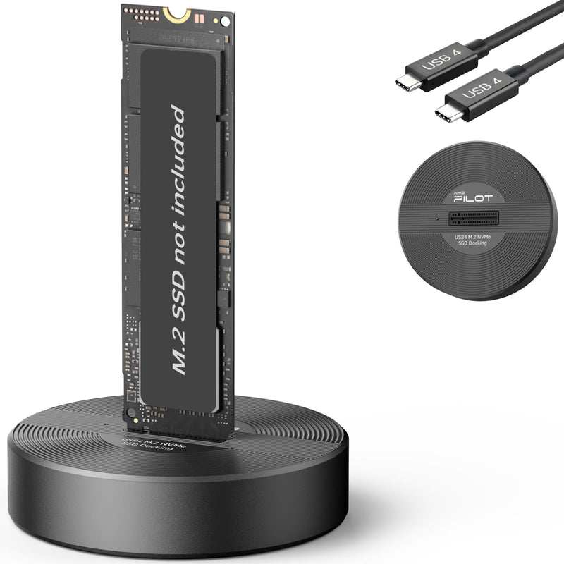 40Gbps USB 4 M.2 NVMe SSD to USB C Docking Station, M.2 SSD to USB C Reader Adapter for M.2 M Key, B+M Key PCIE NVMe SSD Dock, Size for 22110 2280 2260 2242 2230 Enclosure - Aluminum Alloy Pilot C50D-R