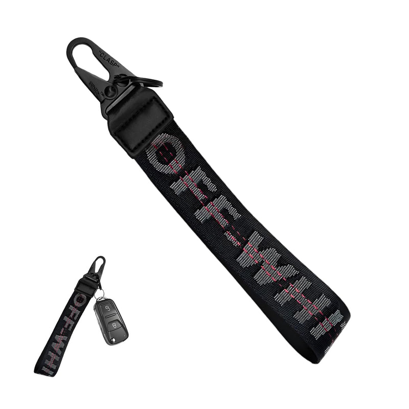 Car Keychain, Fabric Keychain Wrist Lanyard, Key Ring for Cars Keys Wallets Jeans Decoration, Car Accessories (Black) Black