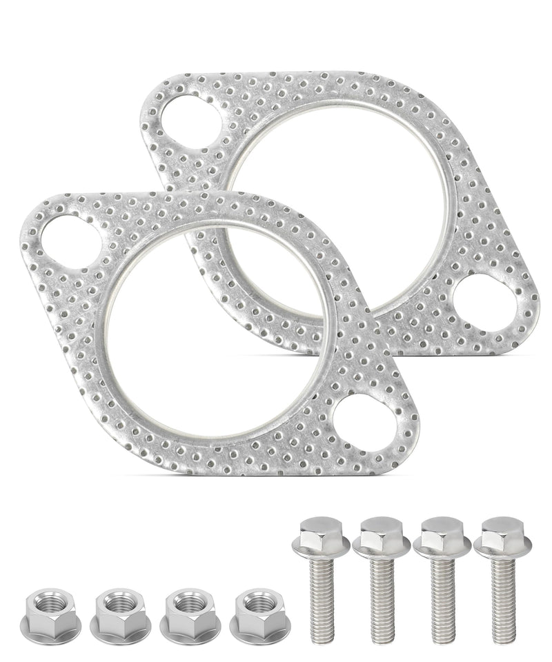 2PCS Exhaust Gasket,Car Accessories Exhaust Flange Gasket,Muffler Gasket,Catalytic Converter Gasket,Exhaust Flange Repair Kit with Bolt & Nut,Fit for Car,Truck,Replace #120-06310-0002 (2inch) 2inch