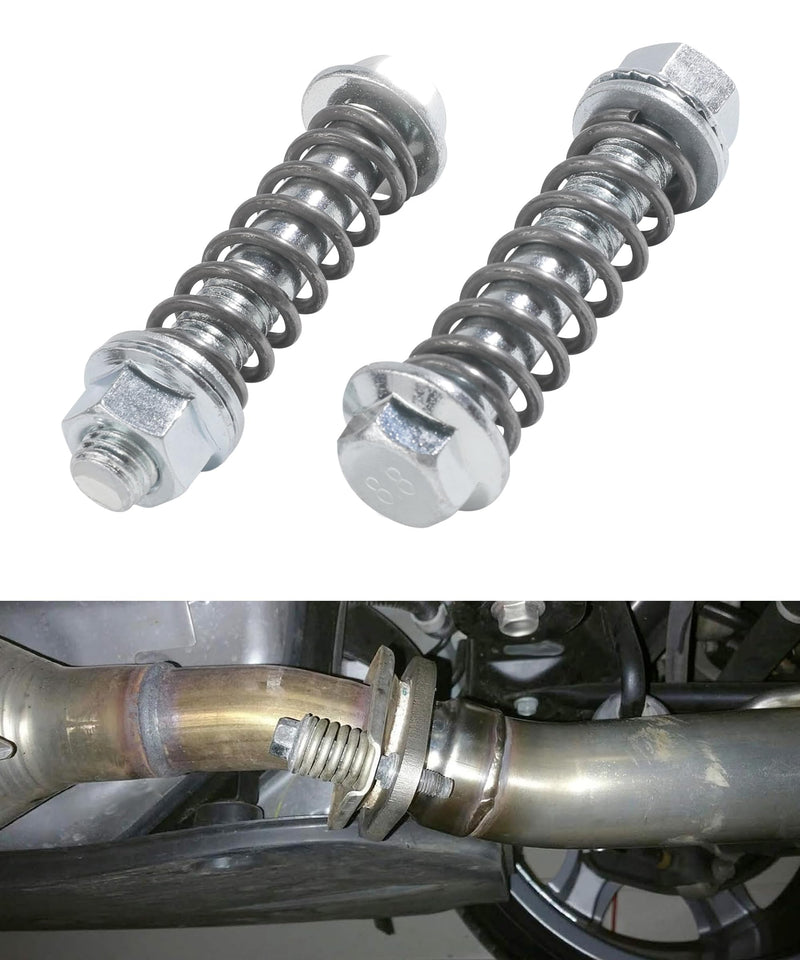 2PCS Exhaust Manifold Bolts,Exhaust Bolts,Car Accessories Exhaust Flange Bolts,M10x1.5 MM Exhaust Bolts and Nuts Kit,Exhaust Manifold Bolts with Springs,Fits Most Cars (Silver) Sliver
