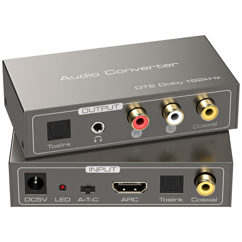 HDMI ARC to RCA Audio Converter 3 in 1 Digital to Analog Audio Converter with Optical Coaxial ARC Input Toslink Coaxial RCA AUX Output Support Dolby DTS LPCM for TV Soundbar Home Theater M HDMI ARC to RCA Audio Converter