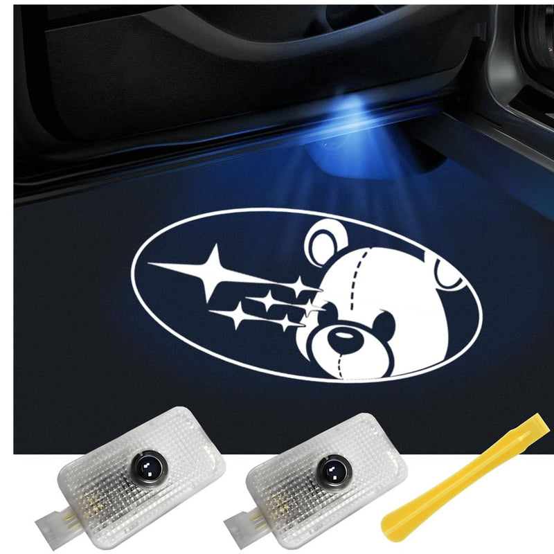 2PCS Kegoova Fadeless Car Door Lights Logo, Glass Lens Puddle Lights, Welcome Projector Lights Compatible with Forester Outback Ascent Legacy XV Accessories (SBR-Bear) SBR-Bear