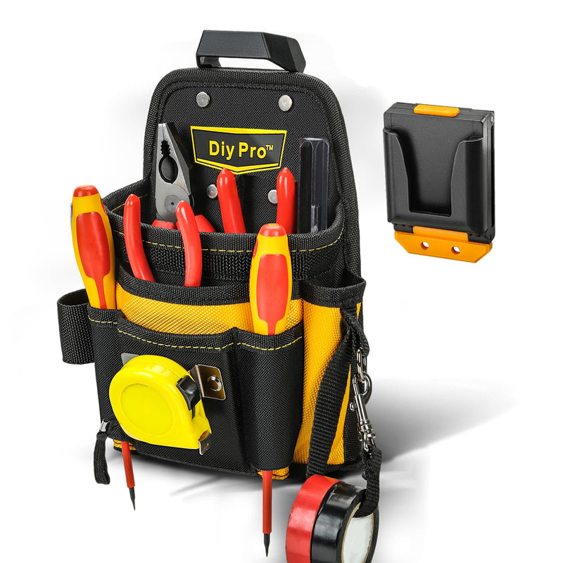 Tool Pouches, Tool Belt Pouch, Electrician Tool Pouch, Quickly Attach & Release Tool Belt Pouch with Clip, Tool Bag Multi-Pocket, Heavy Duty Utility Pouches for Carpenters & Home Improvement Small