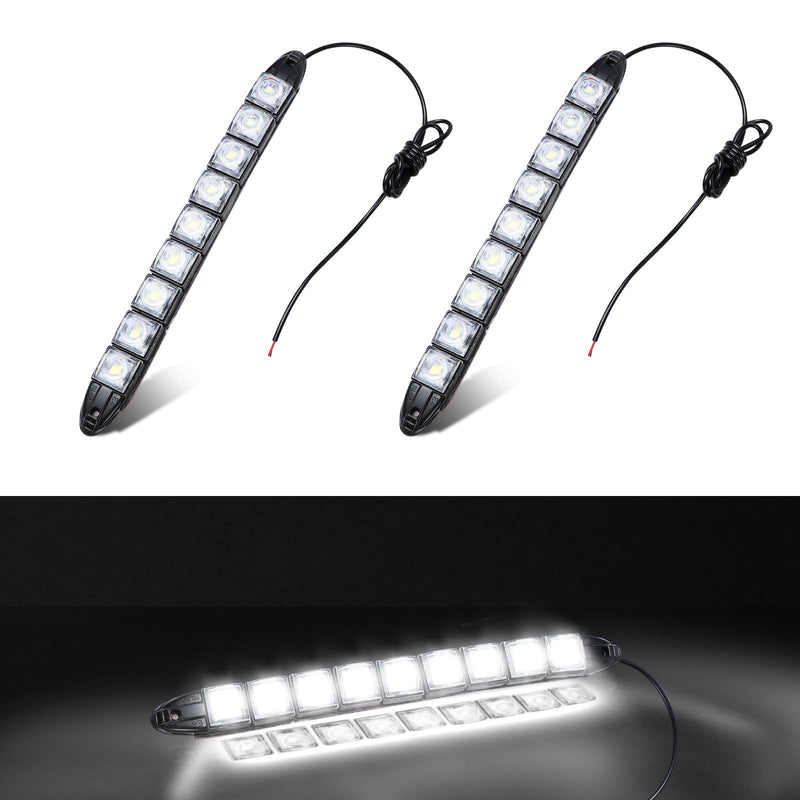 2PCS 9 LED Daytime Running Strip Lights, Bright 12V Car DRL Strip Light Kit, Flexible Spot Light Fog Lamp, Waterproof Vehicle Clearance Light Universal for Truck SUV Car
