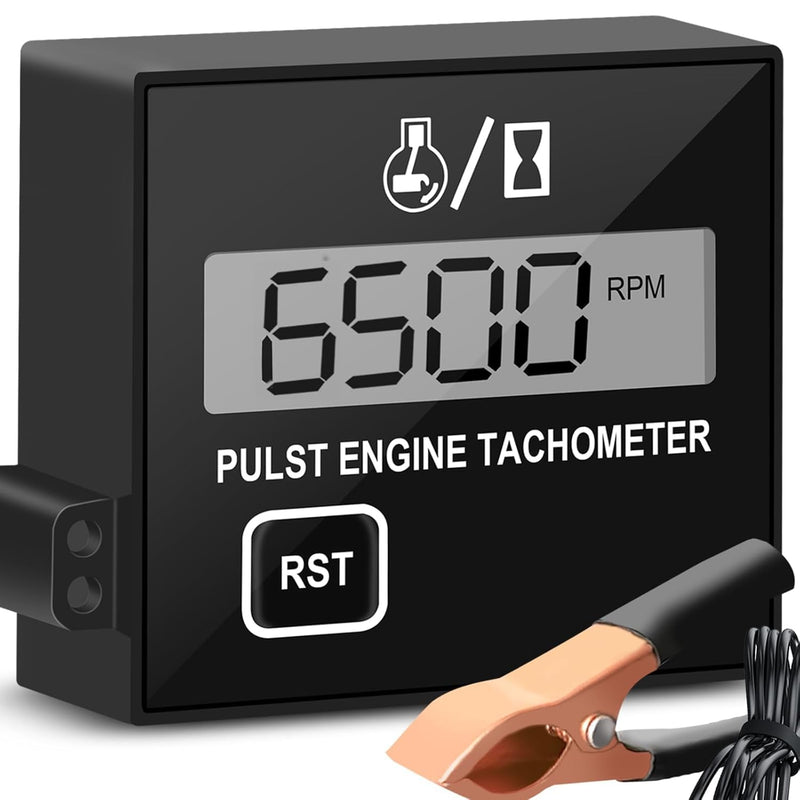 Digital Chainsaw Tachometer Small Engine Tachometer Digital Display Pulse Speedometer Motorcycle Electronic Tachometer for Engine Chain Saw Cropper Generator Lawn Mower RV ATV (W1) W1