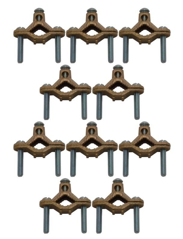 COREX 1/2" to 1" Bronze Water Pipe Ground Clamp - High Conductivity Grounding Clamp Conduit Fitting - 10 Pack 1/2"-1"