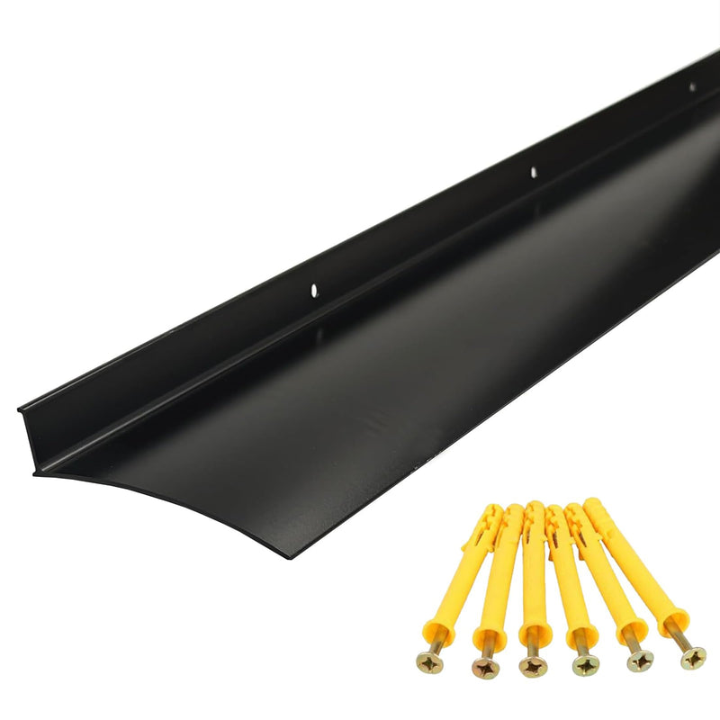 Door Rain Drip Guard and Window Guards, 2.8 Inches Deflector, Drip Edge Diverter - 40 Inches Long, Aluminum Black 1pc