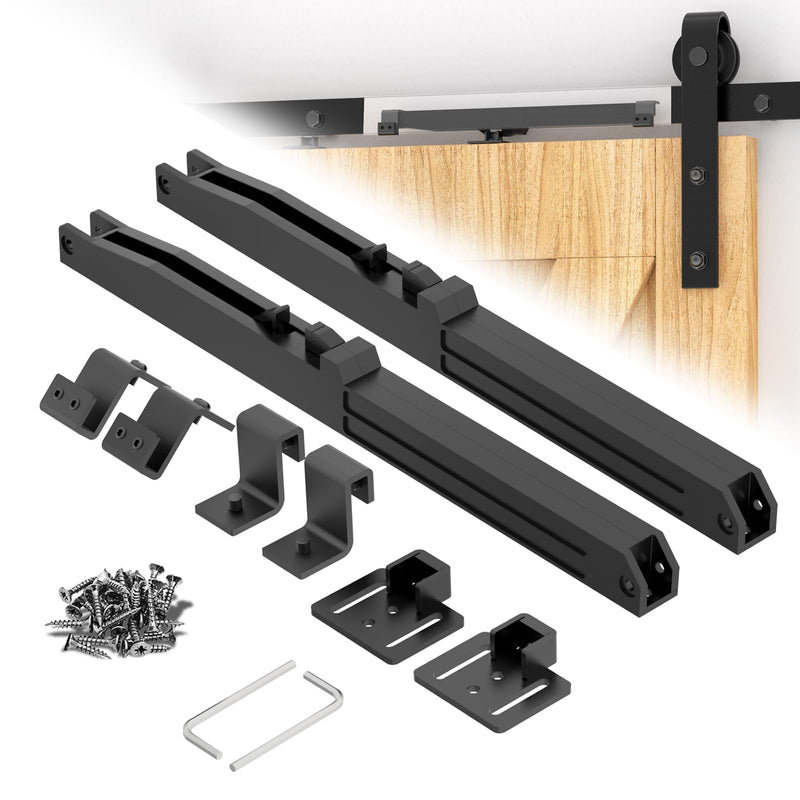 Barn Door Soft Close Hardware Kit,Barn Doors Buffer Damper Stopper is Suitable for Most Flat Track Sliding Door Systems.Supports Doors Weighing 88-132 lbs,No Hole Installation (Black 2pcs) Black 2pcs