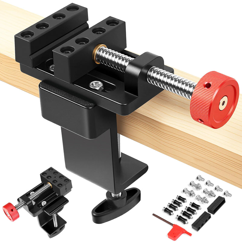 ArtyMaster Mini Drill Press Vise with Rubber Soft Jaws, 0-2.48" Clamping Range Mini Vice Clamp for Crafts, Jewelry Making, Modeling and Repairs, Precision Aluminum Small Vise for Small Projects Mini Vise+C-clamp