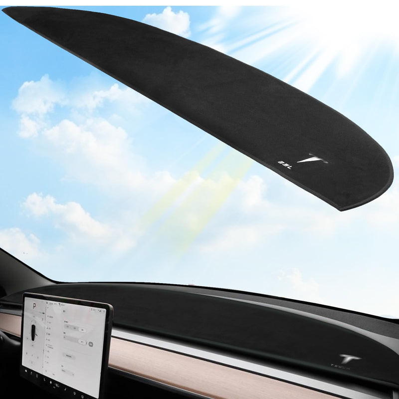 2025 Dashboard Cover for Tesla Model Y Dashboard and Glare Protection，not fit for Model Y Juniper 2025 (Model Y, White Logo, 2021-2024) Model Y - White Logo Letters 2021-2024