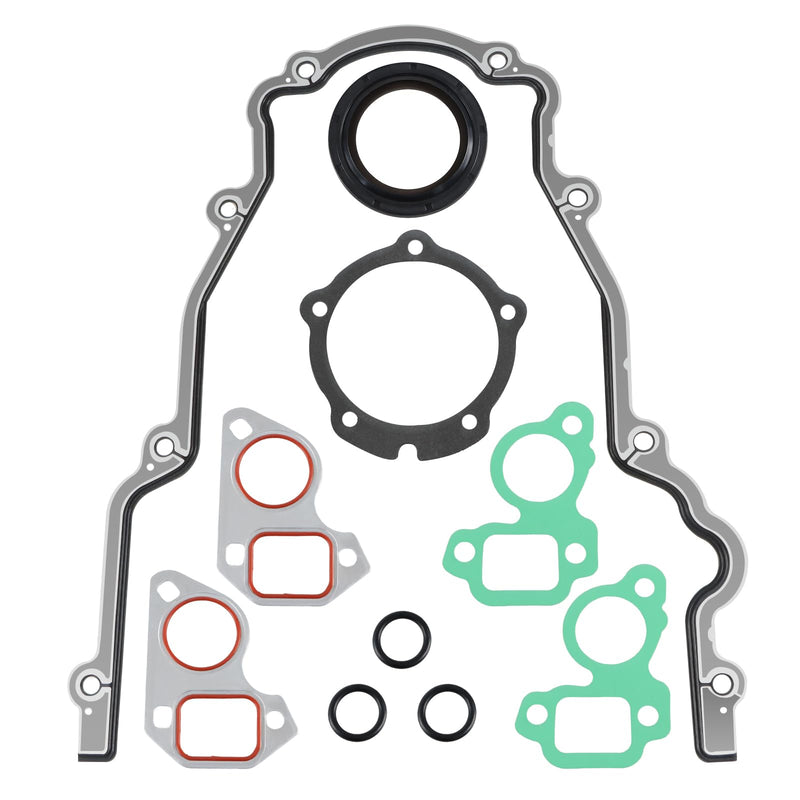 Engine Timing Cover Gasket Kit Compatible with Chevy Silverado, Tahoe, GMC Sierra, Suburban, Yukon, Savana, Cadillac Escalade with GM LS LS1 LS2 LS3 4.8L 5.3L 5.7L 6.0L 6.2L engines，Replace#: 12633904