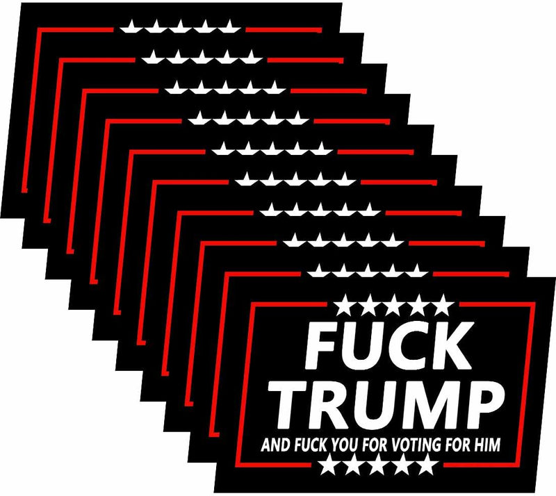 10 Pack Fuck Trump and Fuck You for Voting for Him Anti Trump Stickers Laptop Bumper Decal Window Waterproof Car Stickers