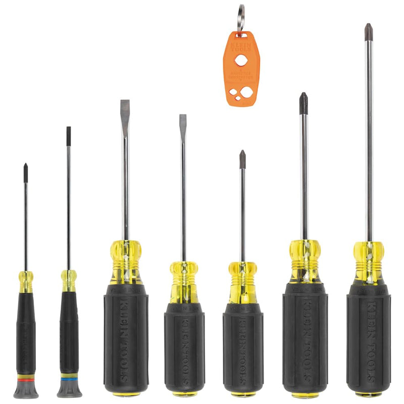 Klein Tools 85808 8-Piece Screwdriver Set, Made in USA, Precision Machined Tips, (4) Phillips, (3) Slotted, Magnetizer/Demagnetize