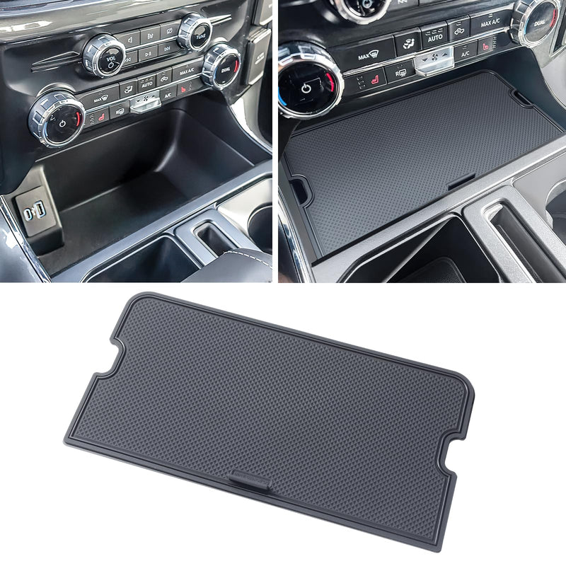 Center Console Compartment Cover for Ford F150 Accessories 2021-2024 2025/Lightning XLT PRO 2022-2025 Interior Hidden Panel Secret Pocket Lid USB Hole (Fits The Open Pocket in Front of The Shifter)