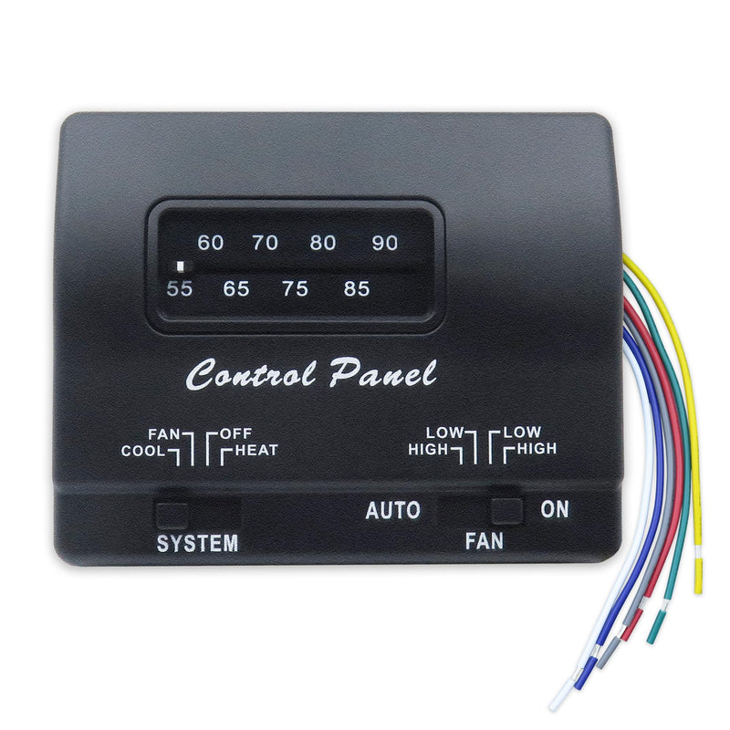 7330F3852 RV Air Conditioner Thermostat, Black, Single Stage Heating/Cooling Control, Compatible with Coleman Mach Series