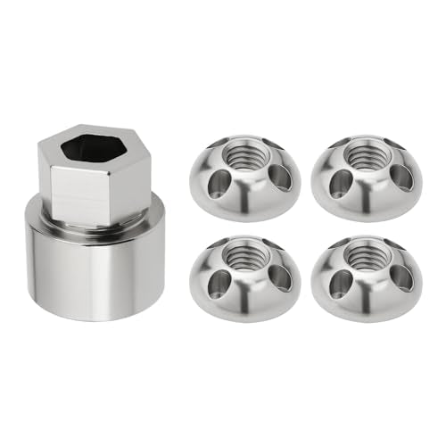 1 Set of M8 4-Hole Anti-Theft Security Nut Set Stainless Steel Anti-Theft Device for Rooftop Tent Bike Rack Solar System (4 Nuts 1 Lock) Silver