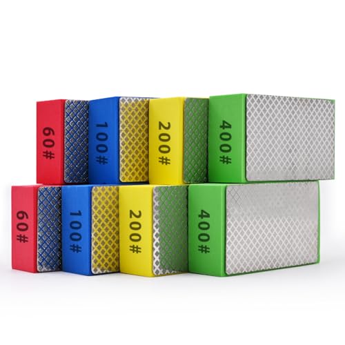 8pcs Diamond Hand Polishing Pads for Ceramic Tile Glass Grinding,Sanding Blocks Polishing 60#,100#,200#,400# 8PCS-60#-100#-200#-400#