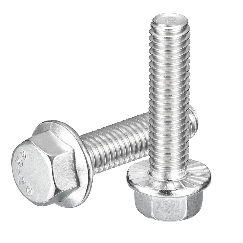 uxcell 25Pcs 3/8-16 x 1-1/2" Flanged Hex Head Bolts, 304 Stainless Steel Flange Hexagon Screws, Flange Hex Drive Screws 5.8 Grade for Machinery Industry Home Appliances, Silver 3/8-16 x 1-1/2" 25