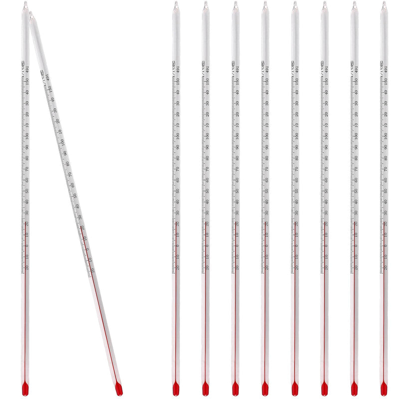 Relaxweex 10 Pcs General Purpose Lab Thermometer 12 Inch Total Immersion Glass Liquid -20 to 150℃ Liquid in Glass Thermometer for Laboratories, Universities, Food and Beverage Processing, Clear