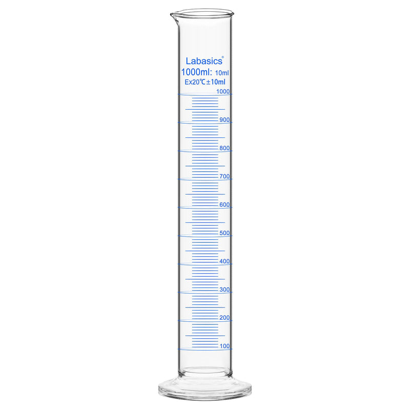 Labasics 1-Pack 1000 ml Borosilicate Glass Graduated Cylinder, Heavy-Duty Measuring Cylinder for Laboratory Use