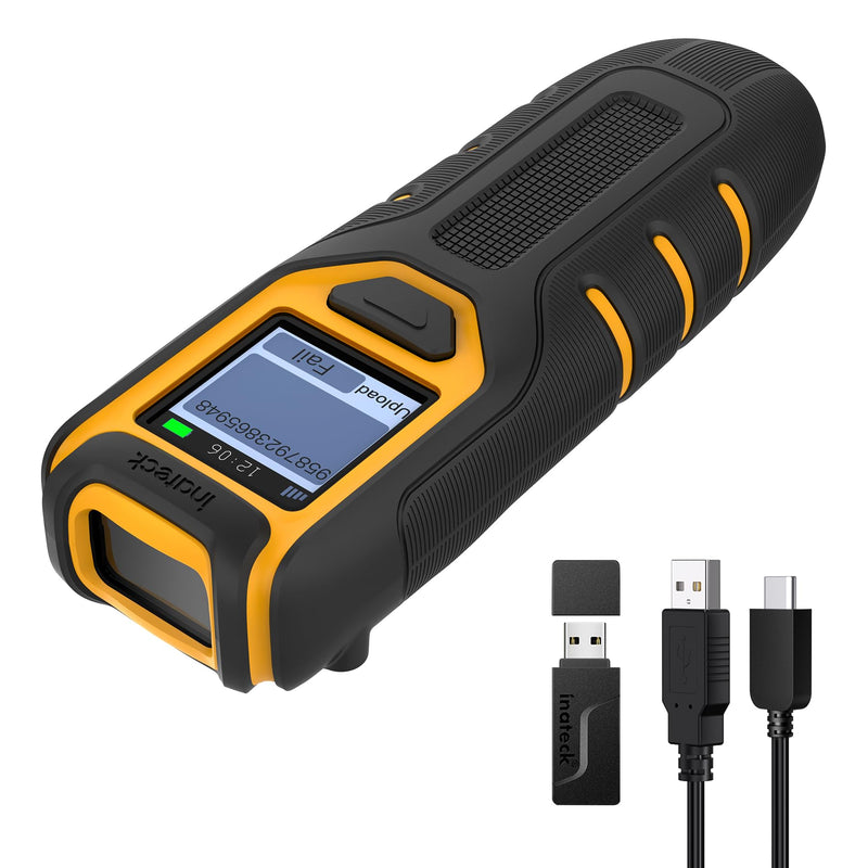 Inateck Barcode Scanner Wireless,Portable Bluetooth Barcode Scanner with Screen,1D 2D QR Code Scanner Kabellos 2.4GHz,Handscanner with APP and SDK, BCST-47 BCST-47-BK