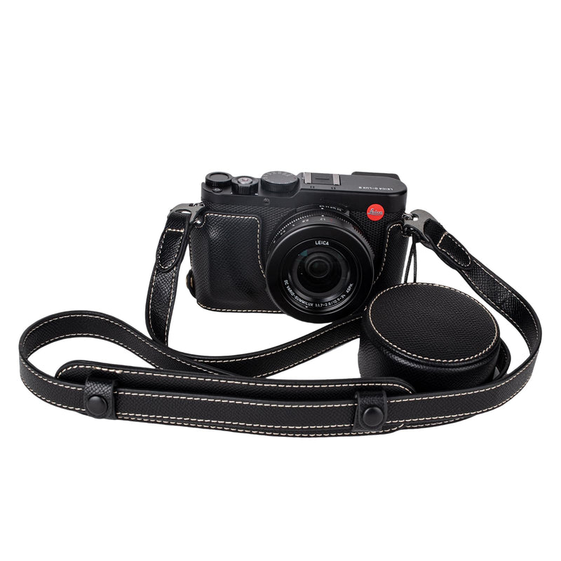 VOVMOEYA Protective Camera Case Kit for Leica D-LUX8 Camera,for Leica DLUX8 Half Case D-LUX 8 Camera Cover with Front Lens Cap with Shoulder Strap-Black BLACK