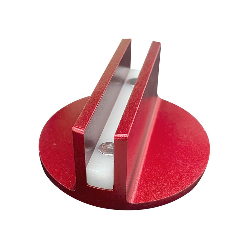 Universal Magnetic Jack Pad, 0.37" Slotted Aluminum Grooved Jack Puck Pinch, Pinch Weld Frame Rail Adapter with Large Slotted for Most Cars (Red) Red
