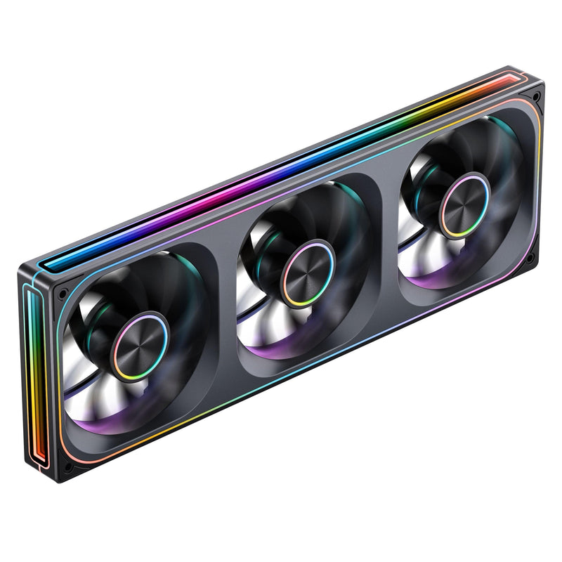 JONSBO ZA-360BR (Reverse) PC Case Fan,All(3)-in-One,Single Frame Unit 120mm ARGB Fan,PWM,Reverse Blade Silent Fans with 4-Sides Infinity Mirror,28mm Thick Multiple Led Beads,Installation Ref to Tips 360mm(Reverse) Black