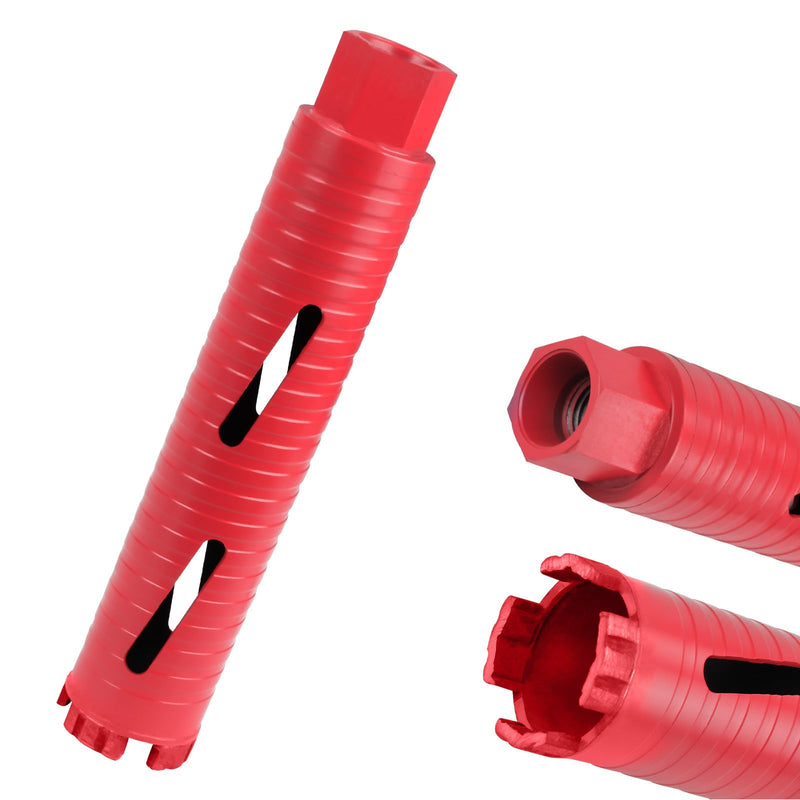 Diamond Core Drill Bit, 1-1/2" Diameter, 9-1/20" Drilling Depth, Laser-Welded Segmented Turbo Bit for Cured Concrete, Brick, Block, Masonry - Wet/Dry Use 1-1/2"(38MM)