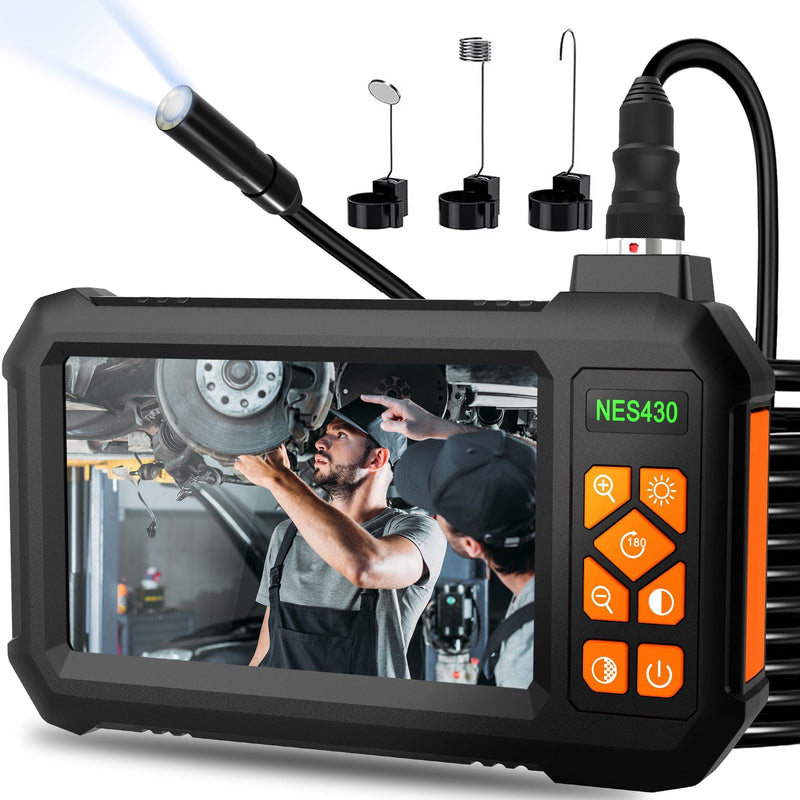 49.2 Feet Inspection Endoscope Camera with Light, 1080P HD Borescope Camera with Light, 4.3" IPS Screen, IP67 Waterproof Sewer Borescope, 49.2Ft Semi-Rigid Cord Drain Pipe Endoscope Cool Gadgets Tool 49FT